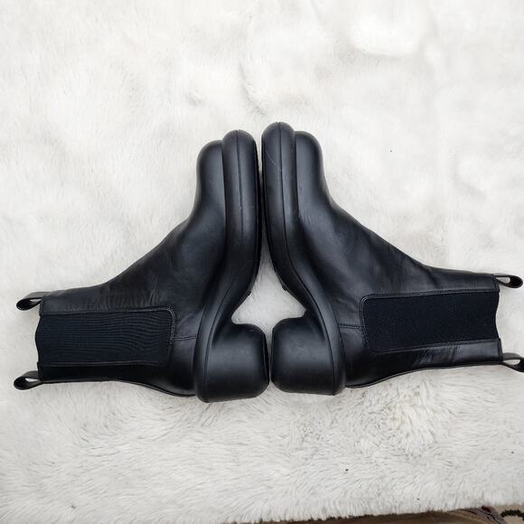 NEW Jill Sander Block Heel Black Leather Chelsea Boot Elasticated Panels - Picture 10 of 16